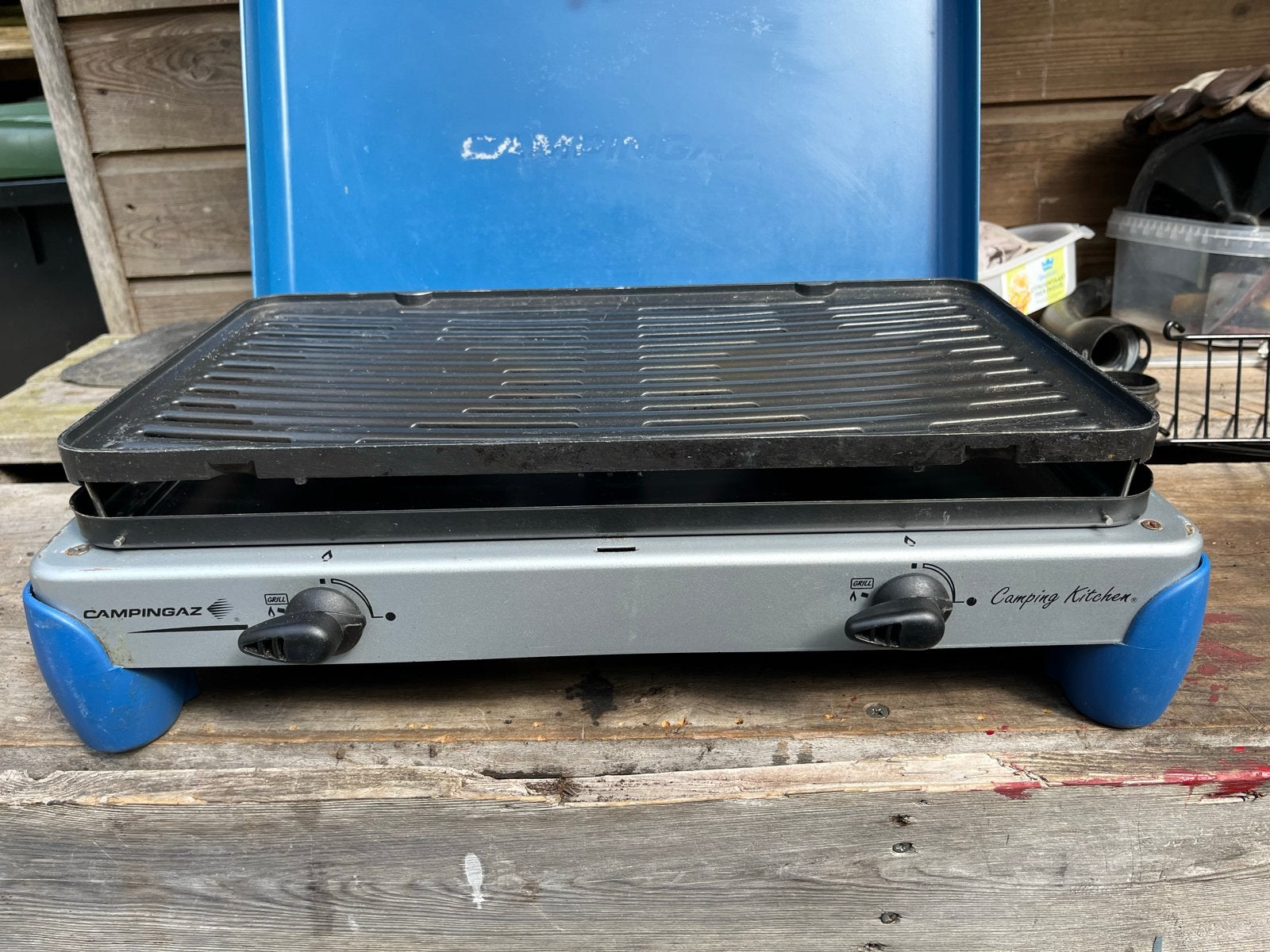 Campingaz Kitchen 2 Pits Kookset met Grillplaat, Ophalen of Verzenden, Gebruikt