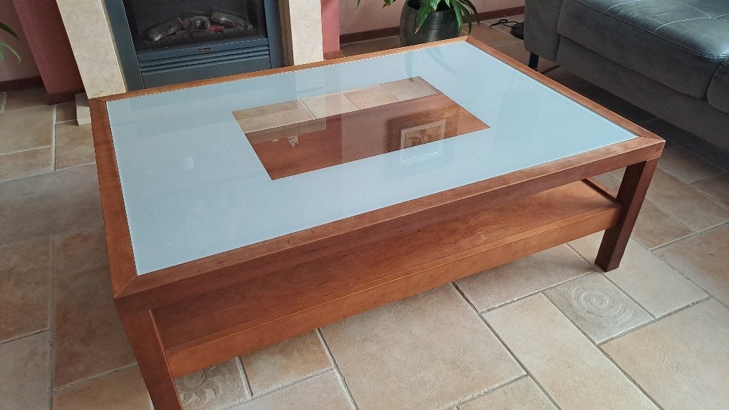 Salontafel kersen 40x80120, Ophalen, Glas, Gebruikt, 100 tot 150 cm