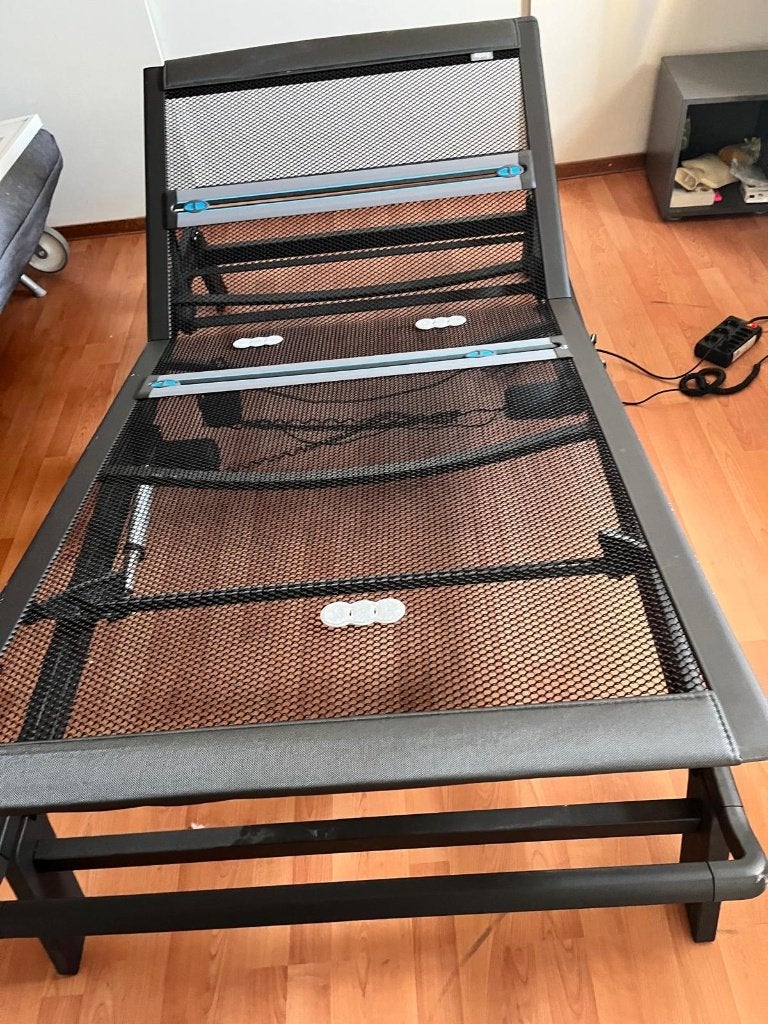Te koop Auping Original Deep Black 100x200 elektrisch, Ophalen, Eenpersoons, Zwart, Zo goed als nieuw