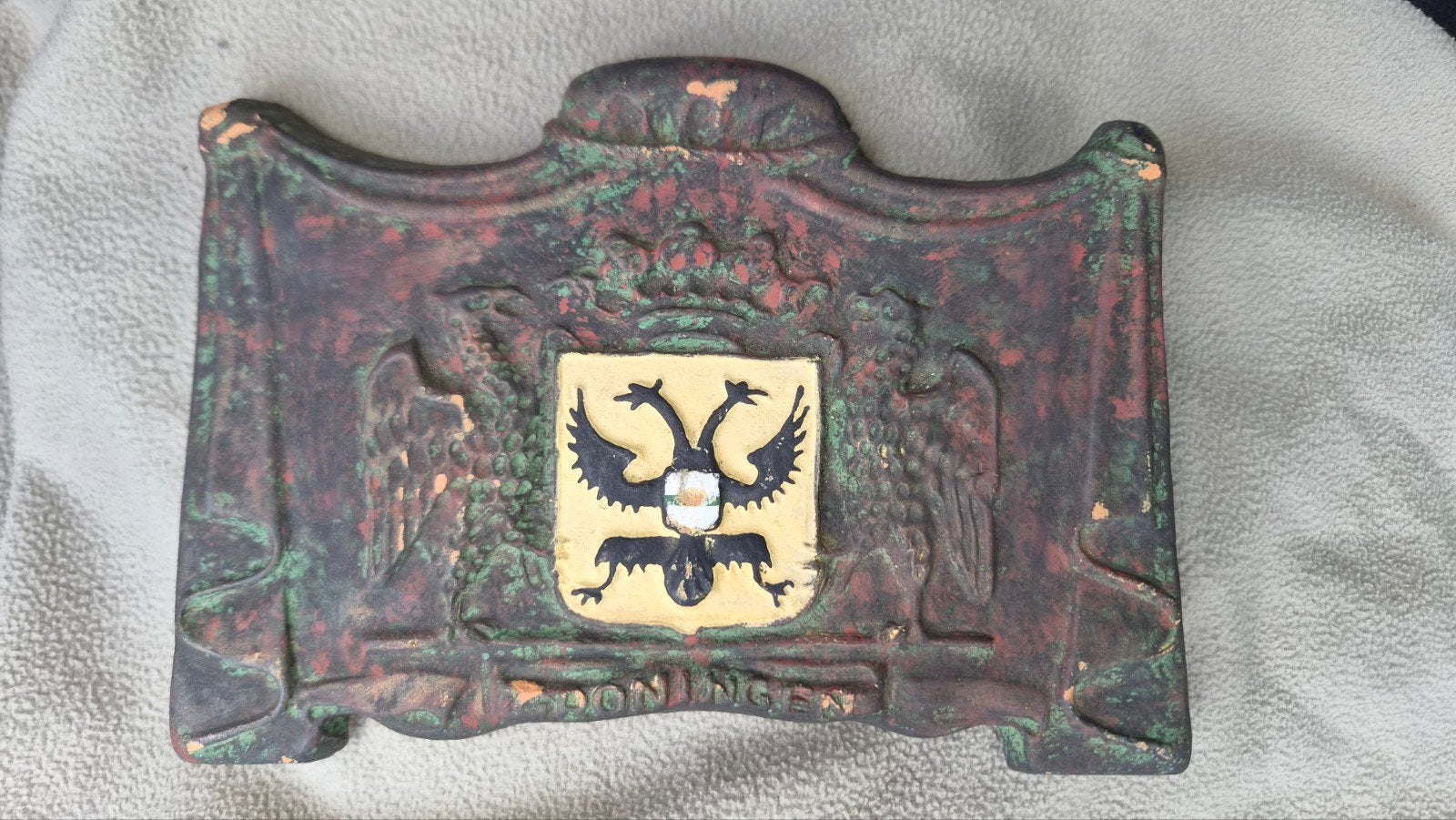 Wandplaquette/Gevelsteen. Wapen van Groningen Aardewerk, Antiek en Kunst, Ophalen of Verzenden