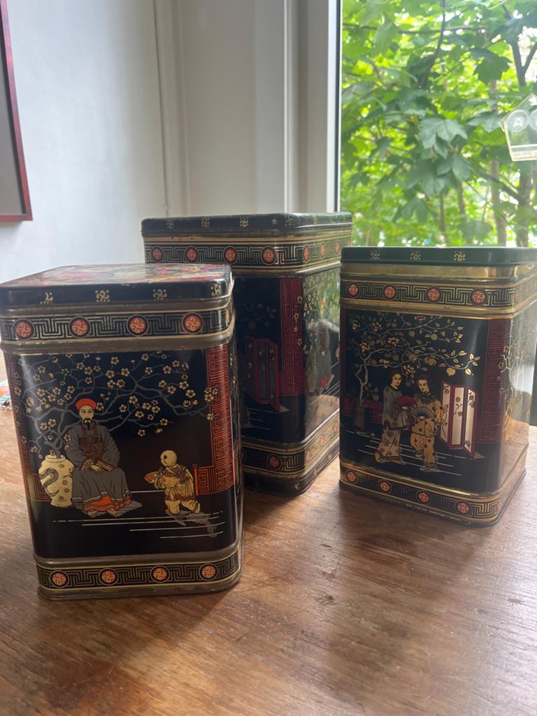 Set van 3 Vintage Chinese Theeblikken, Antiek en Kunst, Ophalen of Verzenden
