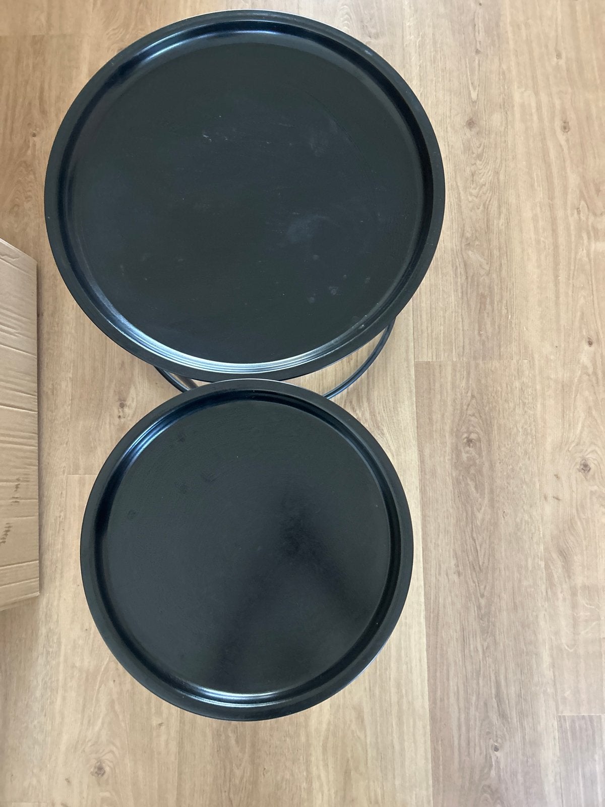 Set van 2 zwarte ronde bijzettafels, Huis en Inrichting, Tafels | Bijzettafels, Ophalen, Minder dan 45 cm, Minder dan 55 cm, Gebruikt