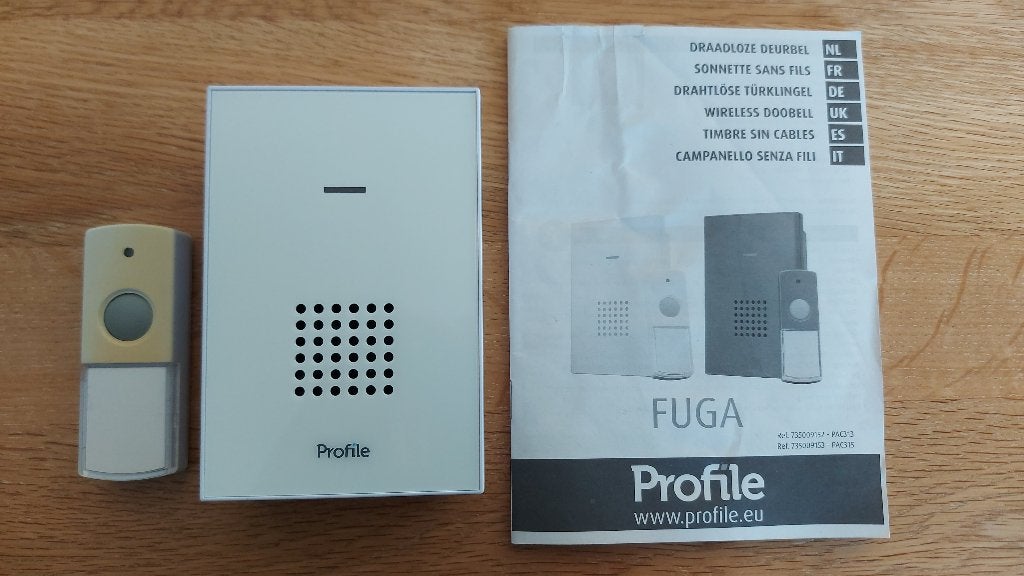 Draadloze deurbel Profile Fuga 8 melodiën, Huis en Inrichting, Ophalen of Verzenden, Gebruikt, Draadloos
