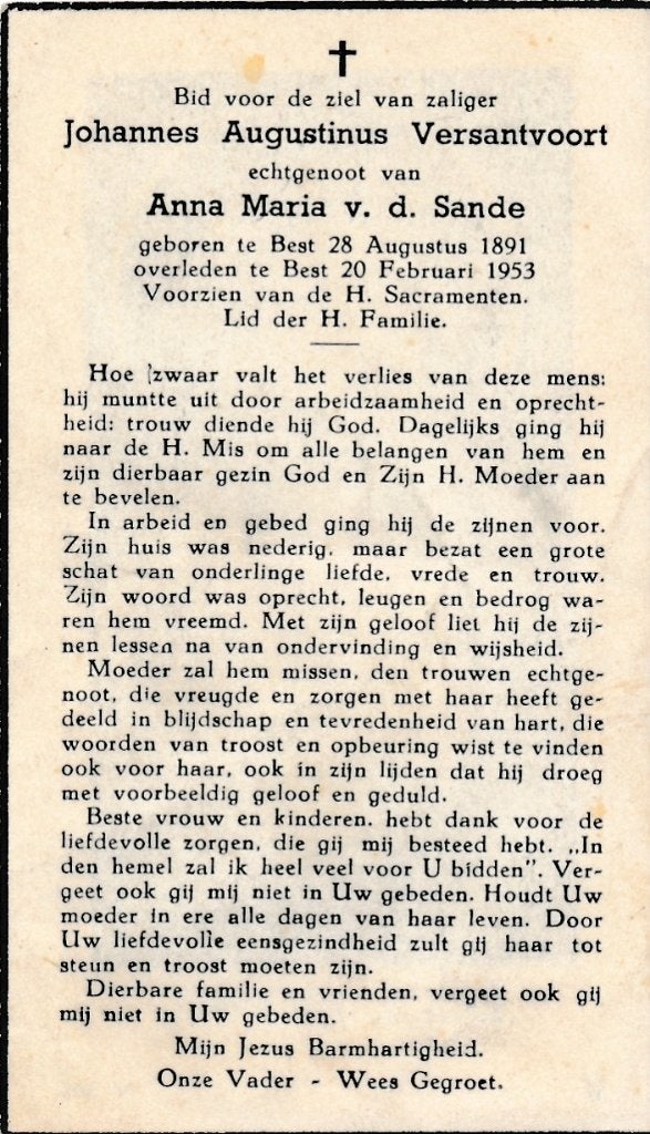 Versantvoort Johannes 1891 Best 1953, Ophalen of Verzenden