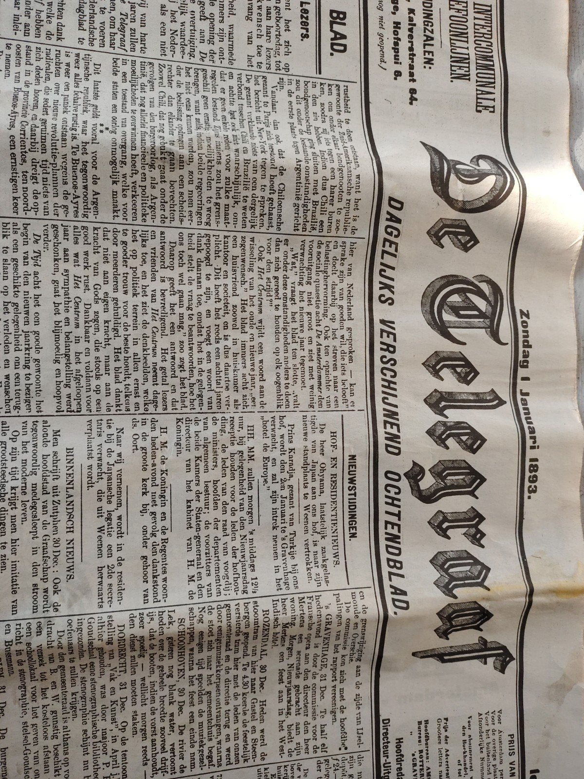 Oude Telegraaf /1893/1974/2004, Ophalen, Telegraaf