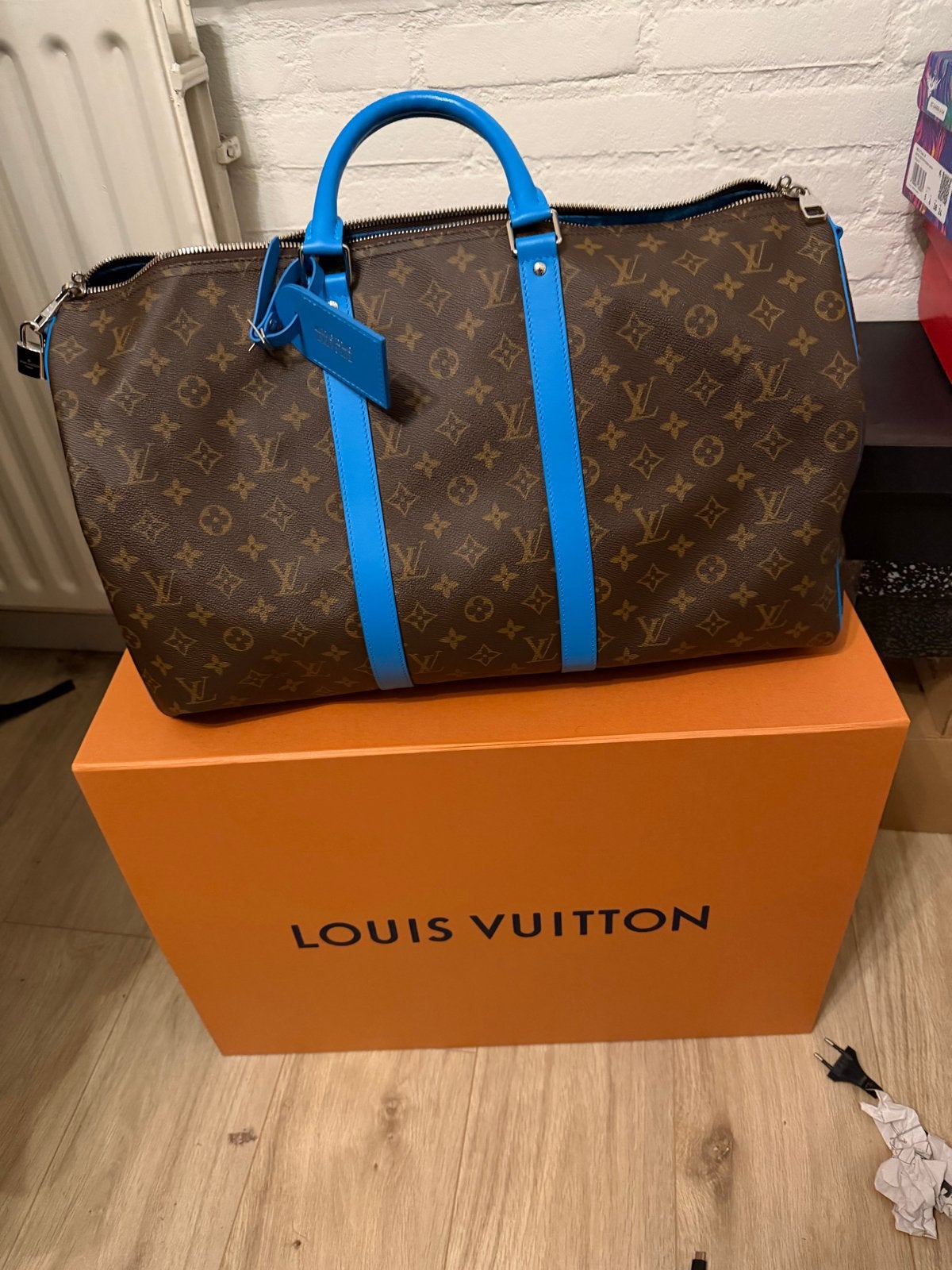Louis Vuitton Keepall Bandoulière 50, Ophalen, 40 tot 60 cm, 20 tot 30 cm, Blauw