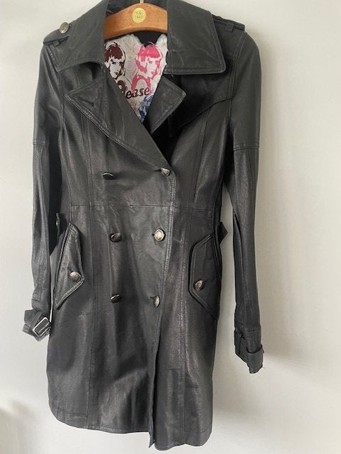 Leren jas/ leren trenchcoat maat 34 - Nieuw, Ophalen of Verzenden, Nieuw, Maat 34 (XS) of kleiner, Zwart