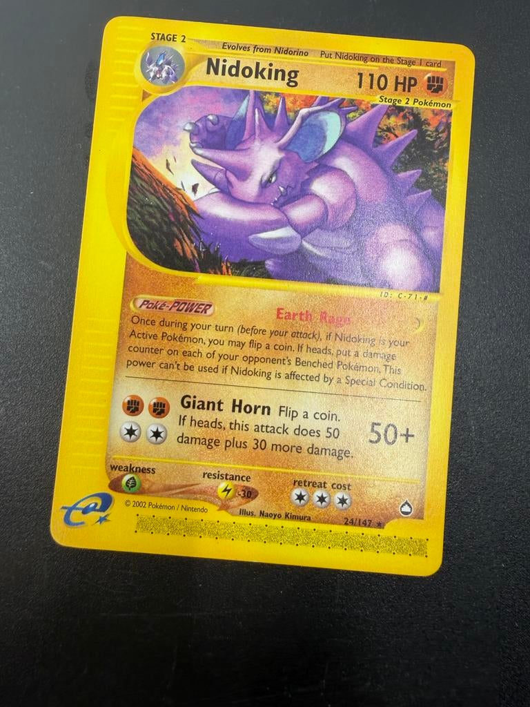 Nidoking Pokémon Kaart 2002 (24/147) - Zeldzaam, Ophalen of Verzenden, Gebruikt, Losse kaart