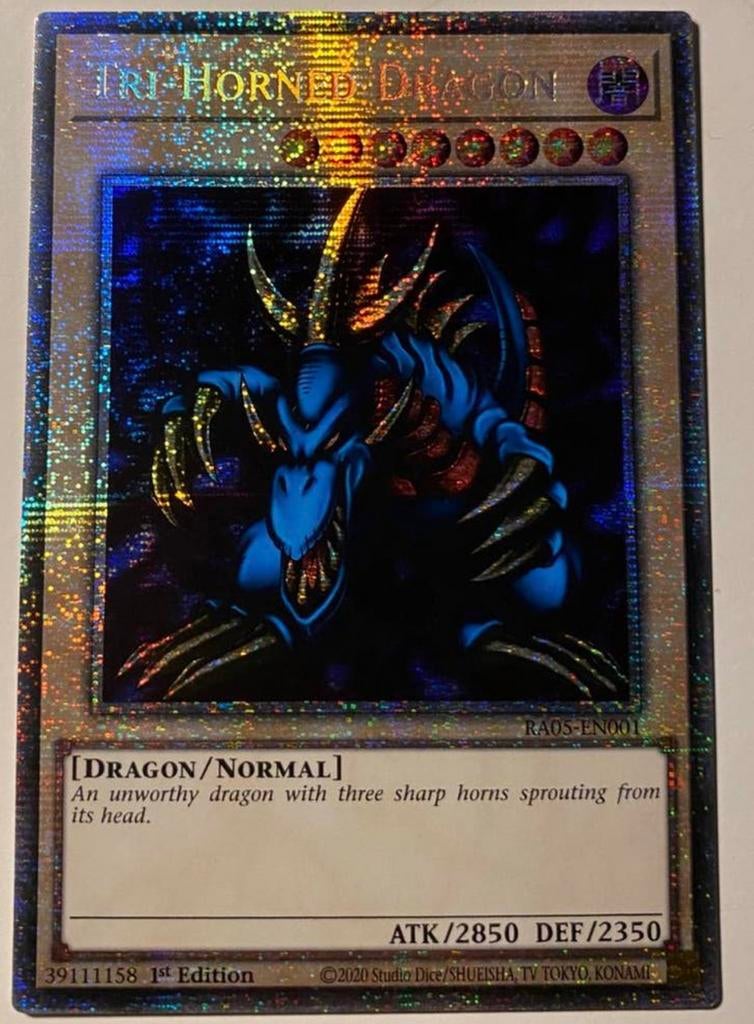 Yu-Gi-Oh! Tri-Horned Dragon RA05 1st Ed Starlight Rare !, Ophalen of Verzenden, Zo goed als nieuw, Losse kaart, Foil