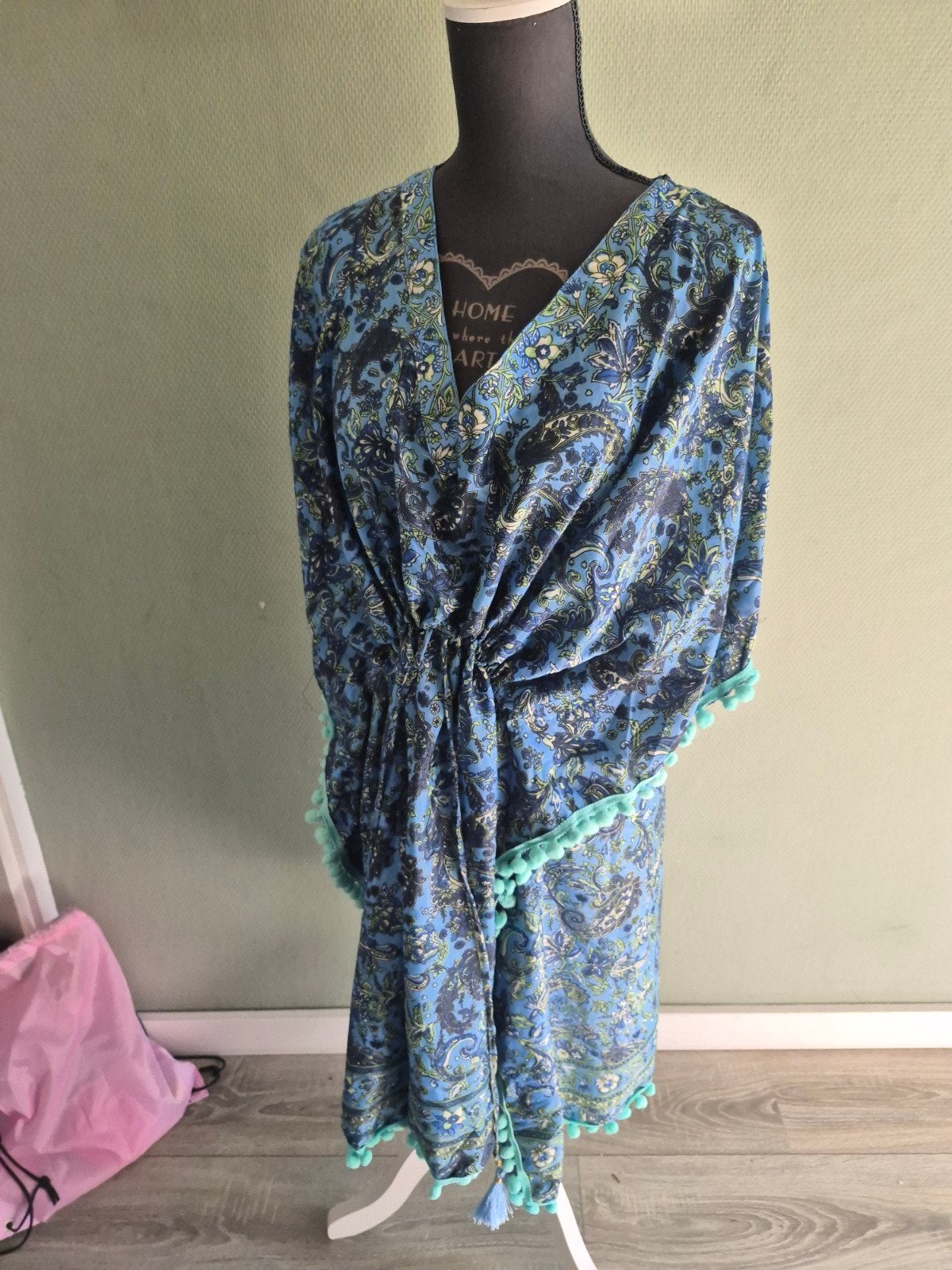 Warna Greece Kaftan - Blauw met pompons - Nieuw, Overige typen, Blauw, Nieuw, Ophalen of Verzenden