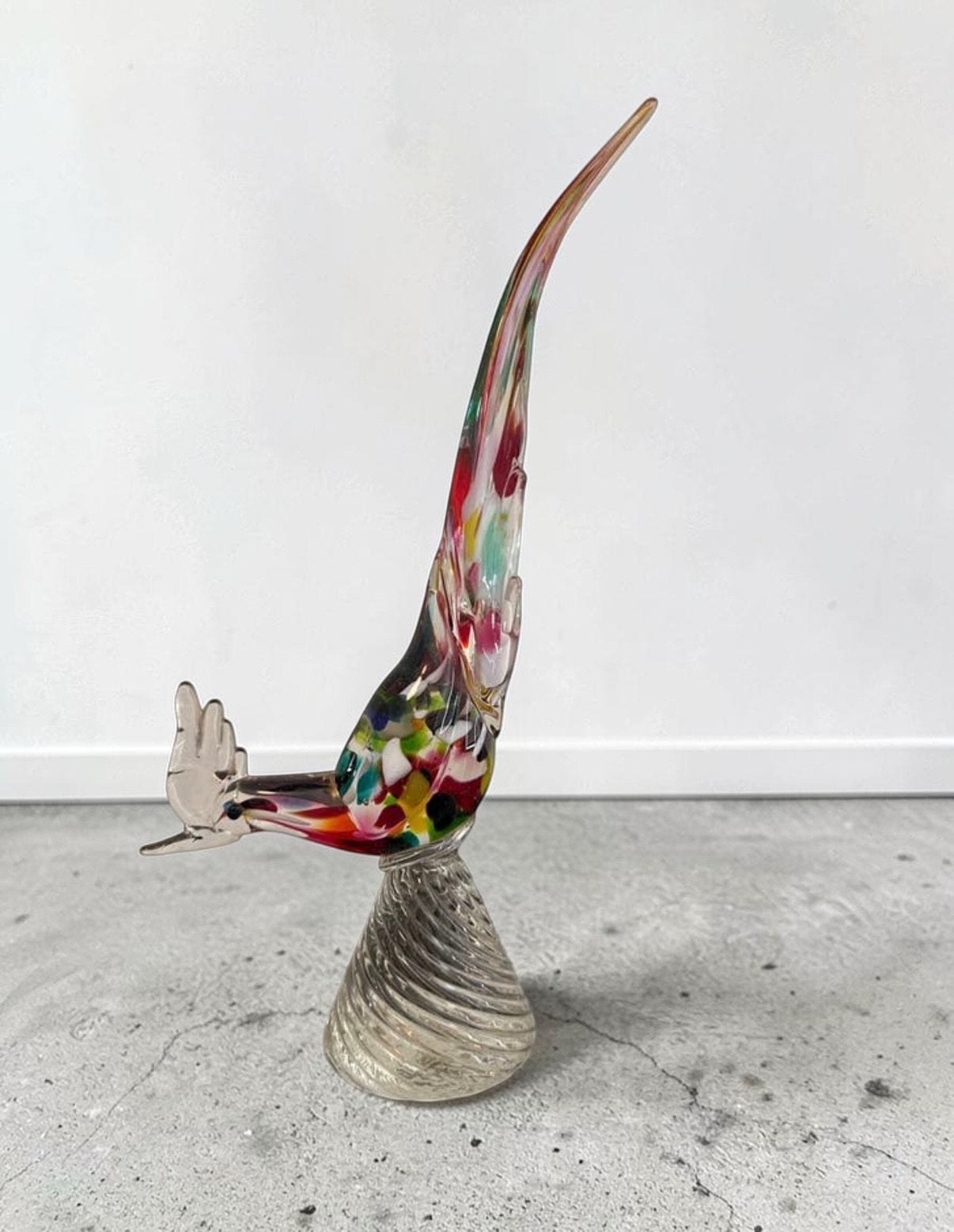 Kleurrijk glazen kunstwerk - Abstracte vogel, Glas, Meerkleurig, Beeld, Ophalen of Verzenden