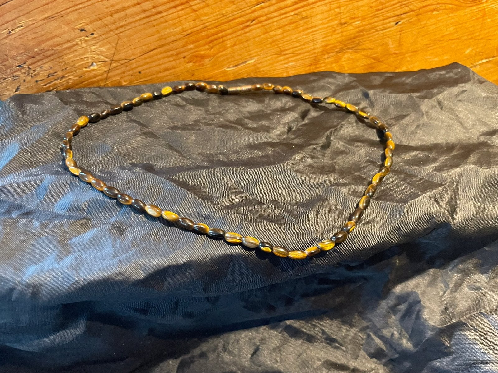 Collier tijgeroog, Ophalen of Verzenden, Zo goed als nieuw, Bruin, Steen of Mineraal