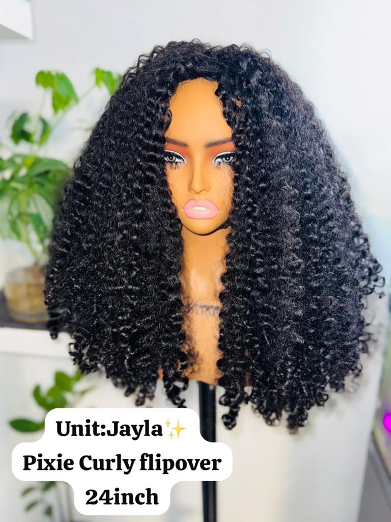 Jayla Pixie curly Flipover Pruik - 24 inch, Verzenden, Nieuw, Pruik of Haarverlenging