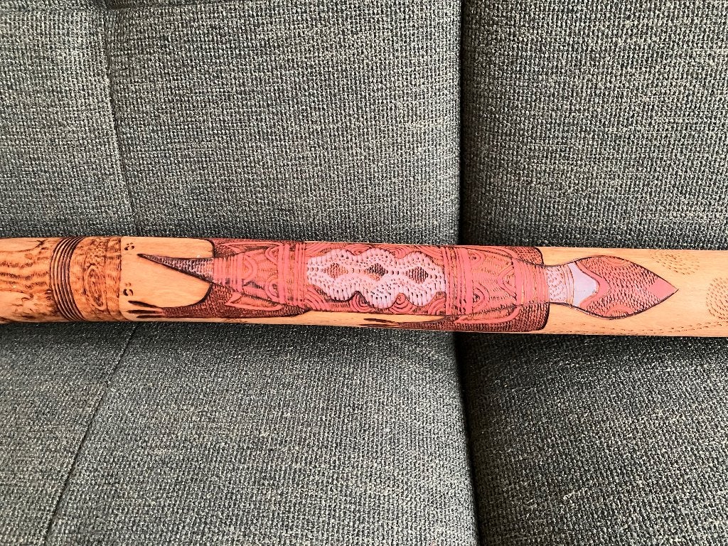 Handgemaakte Australische didgeridoo, Muziek en Instrumenten, Blaasinstrumenten | Didgeridoos, Ophalen, Zo goed als nieuw