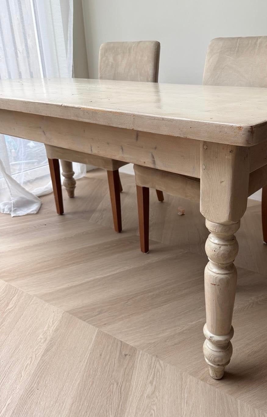 Vintage houten eettafel met lade 180x85, Ophalen