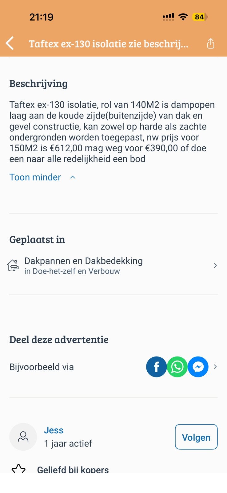 Taftex Ex-130 dampopen isolatie materiaal, Ophalen, Overige materialen, Zwart, Nieuw