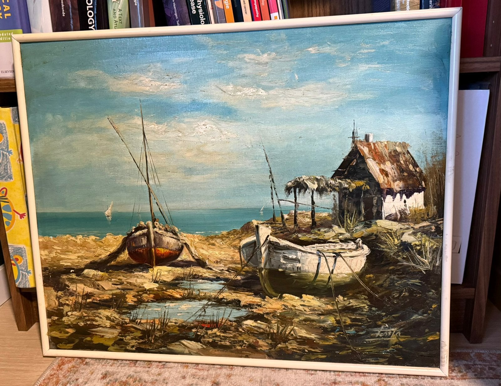 Schilderij met bootjes - gratis af te halen voorschoten, Antiek en Kunst, Ophalen