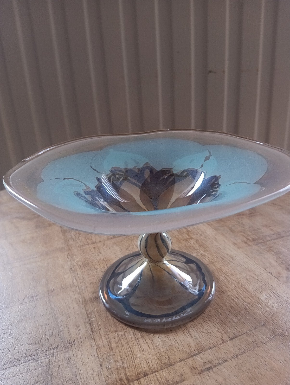 Art nouveau glazen schaal op voet van Vera Walther, Ophalen of Verzenden, Zo goed als nieuw, Glas