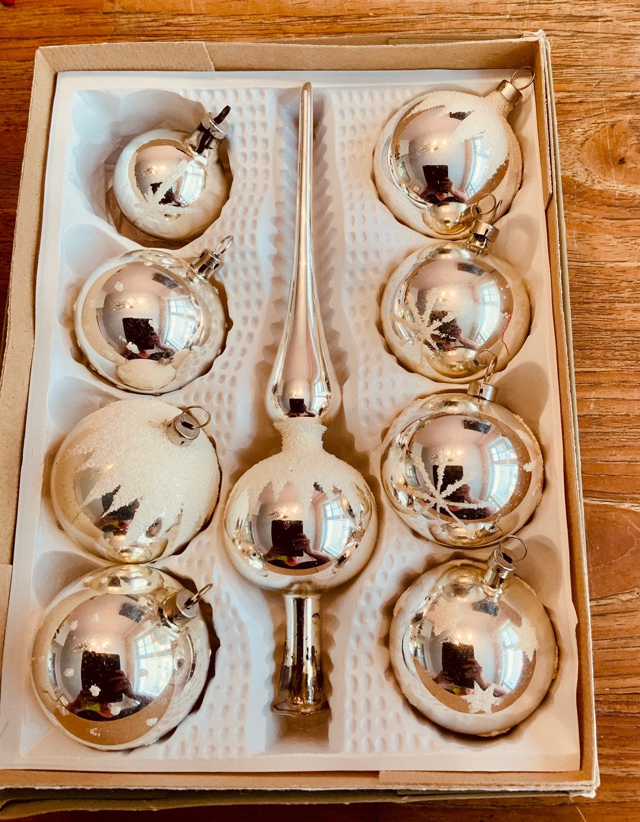 Vintage kerstballen met piek, Ophalen of Verzenden, Gebruikt