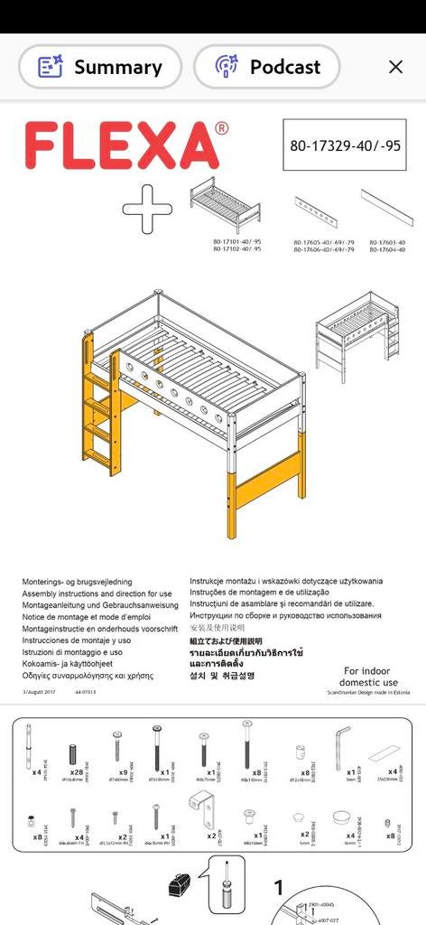 FLEXA White potten en lader voo hoogslaper 143 cm, 90x200 cm, Ophalen