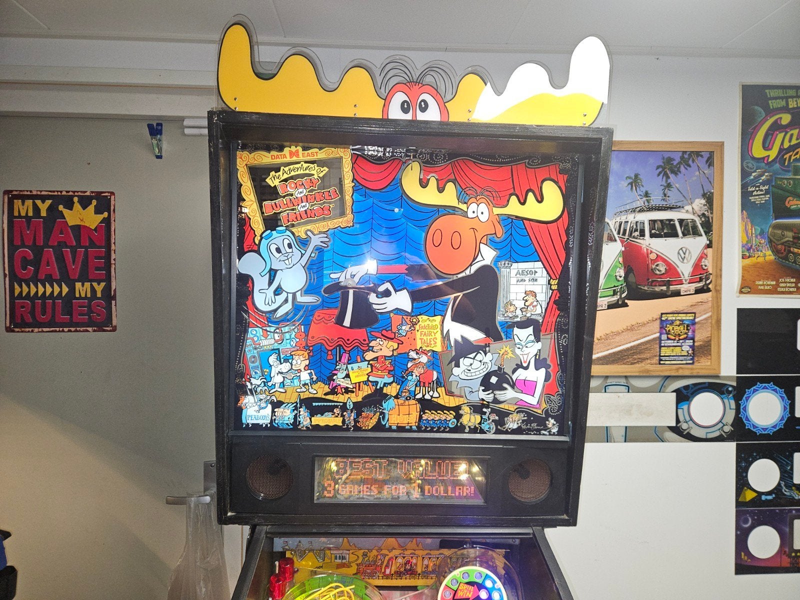Rocky bullwinkle data east pinball flipperkast, Ophalen, Gebruikt, Data East, Dot-matrix