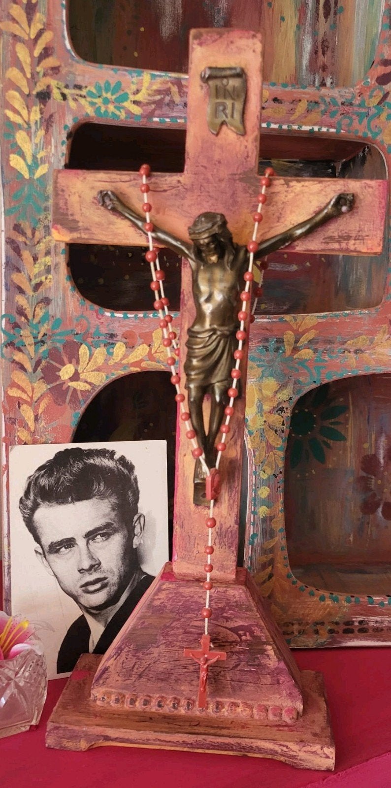 Boho/Brocante/Crucifix/Jezus/Houtsnijwerk, Ophalen of Verzenden