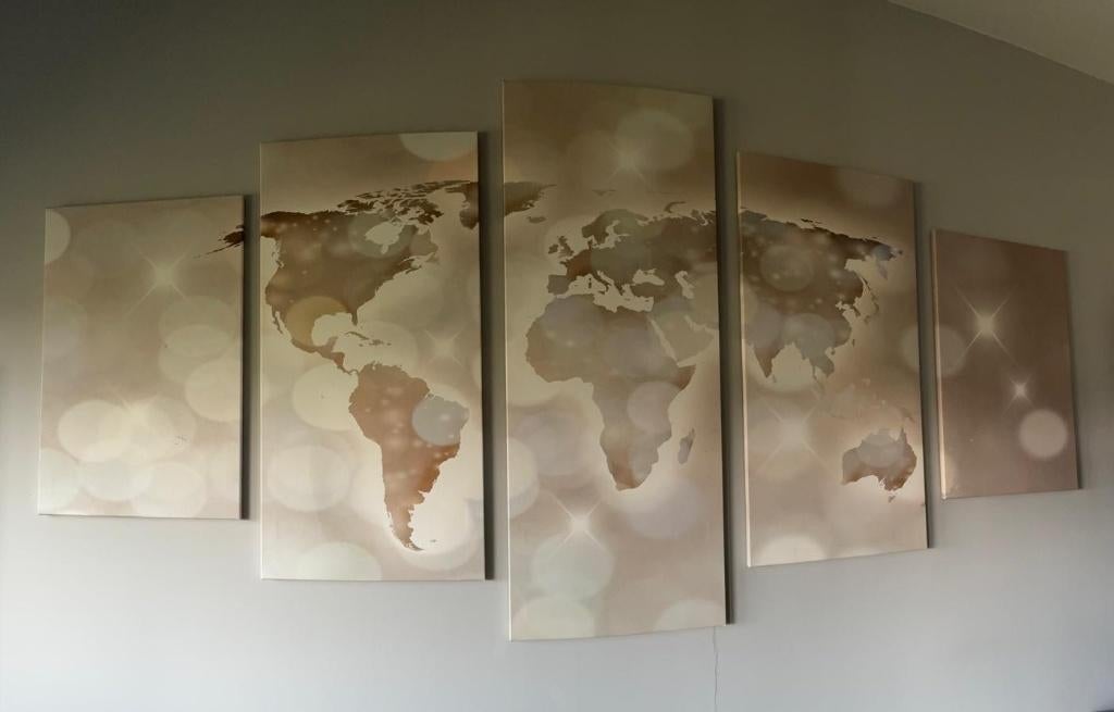 5-luik Canvas schilderij Wereldkaart, Ophalen of Verzenden