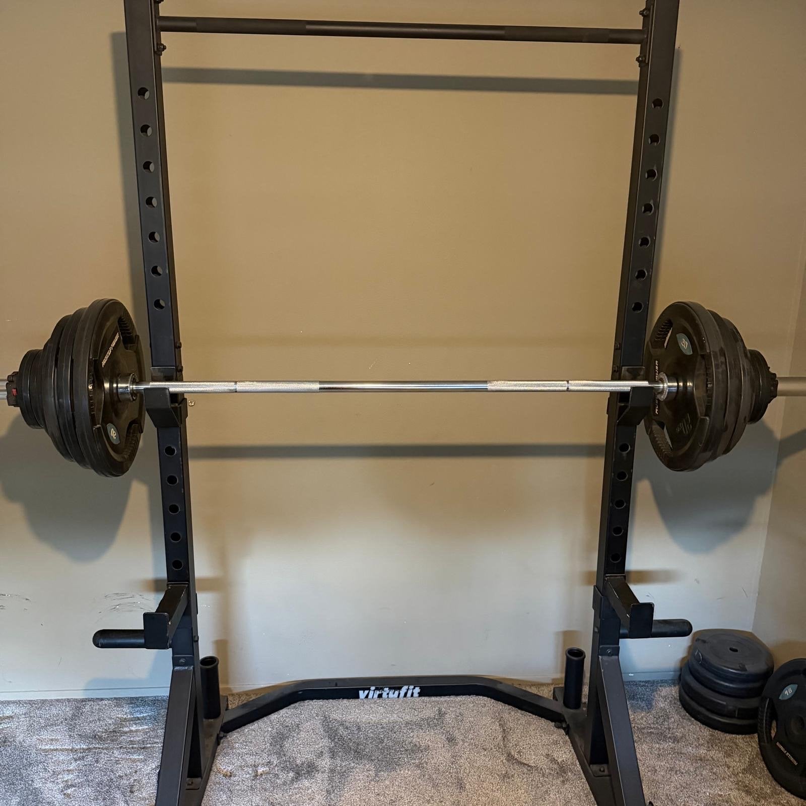 VirtuFit squatrek halterbank gewichten bankdruk, Ophalen, Krachtstation, Armen, Zo goed als nieuw
