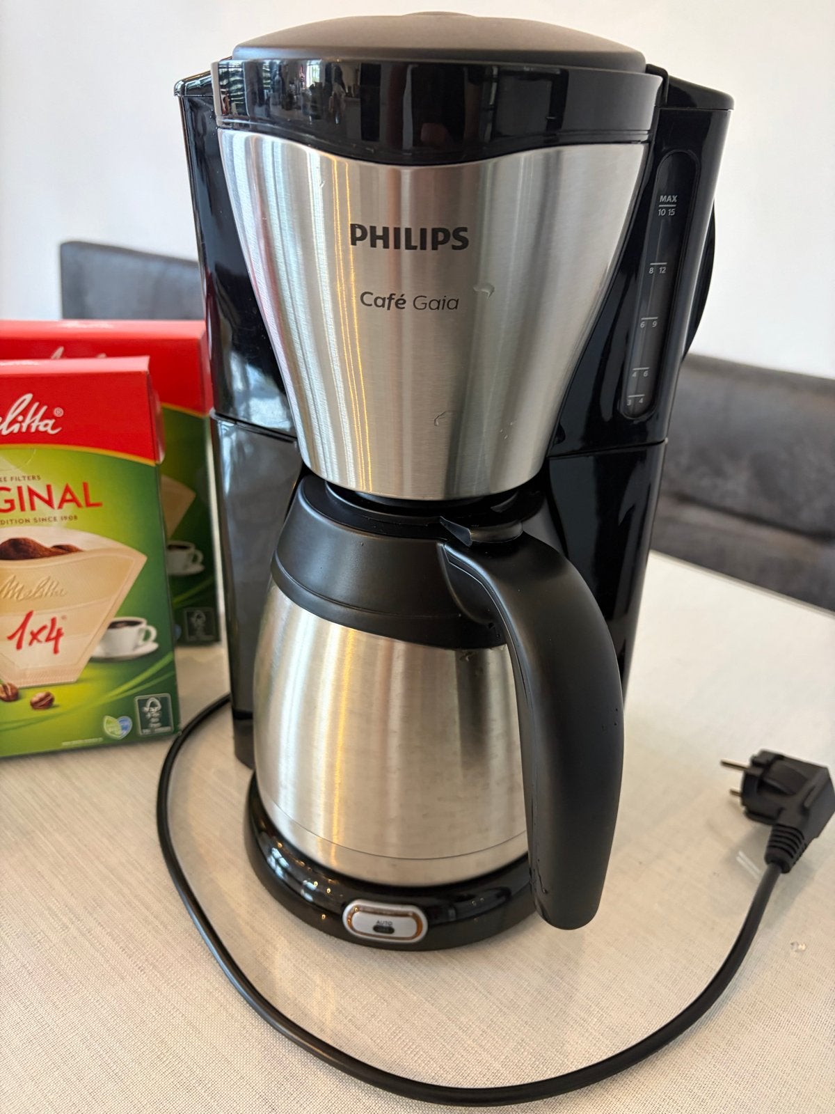 Philips Café Gaia Koffiezetapparaat - Thermoskan - 3 pakken, Ophalen, Gebruikt, 10 kopjes of meer, Koffiemachine