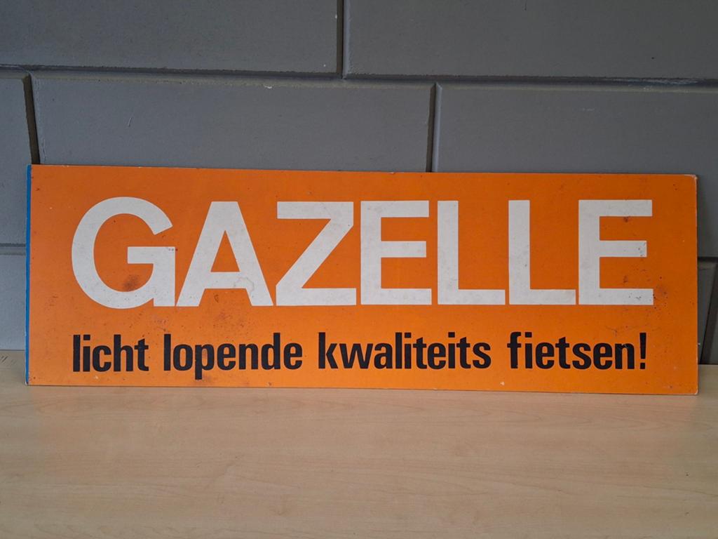 Gazelle fietsen reclamebord / reclamekarton, Ophalen of Verzenden