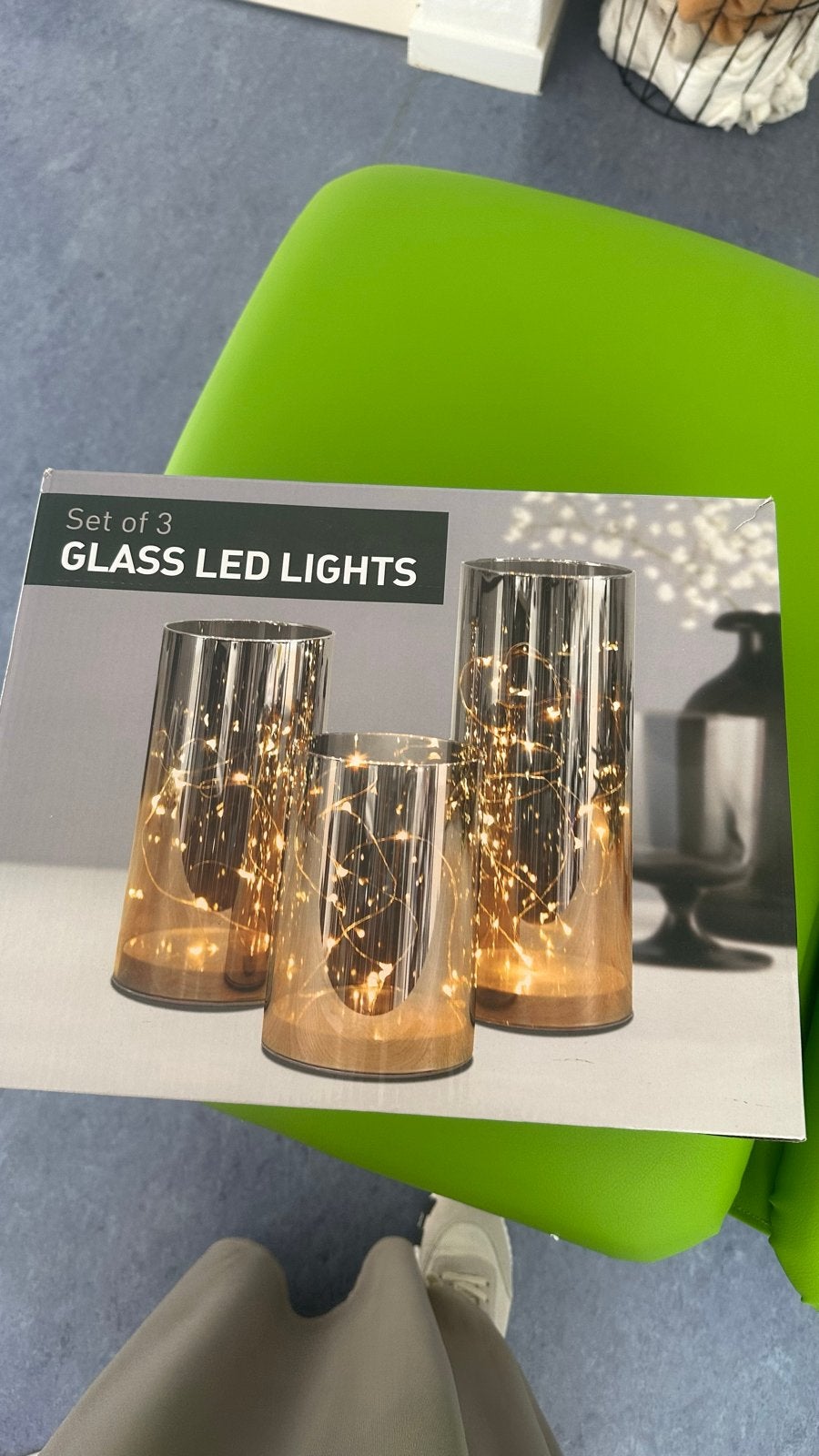 Set van 3 glazen LED-lichtjes, Overige merken, Meerkleurig, Ophalen of Verzenden, Zo goed als nieuw