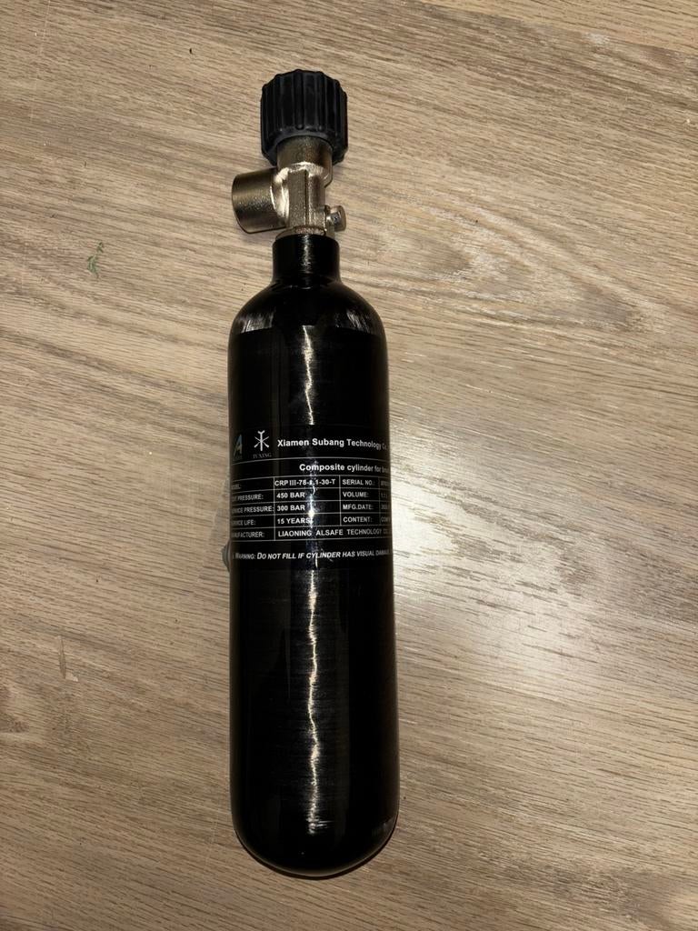 Vulfles PCP Luchtbuks - 1.1L carbon - 300 bar - Gekeurd!, Sport en Fitness, Schietsport-accessoires, Ophalen of Verzenden, Nieuw