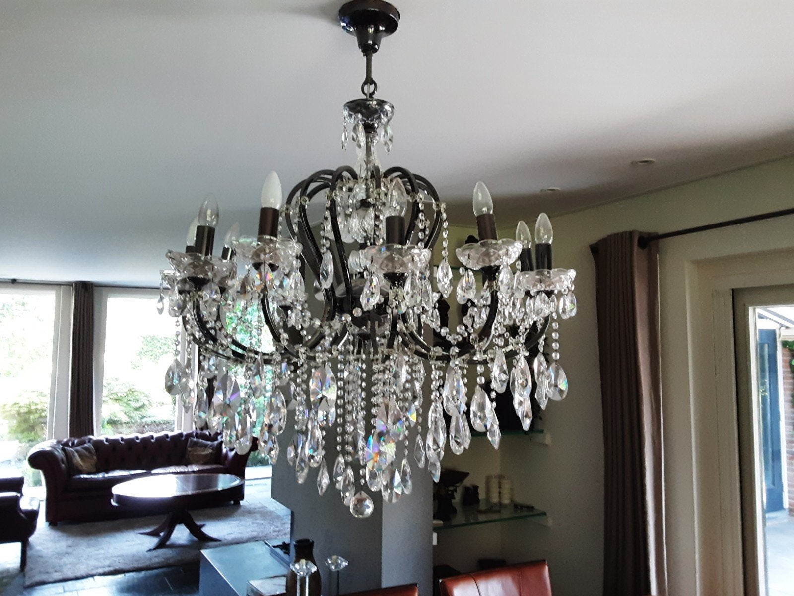 12 arms kroonluchter met echte kristallen, Ophalen, Klassiek, Elegant, Luxe, Glas, E14 (klein)