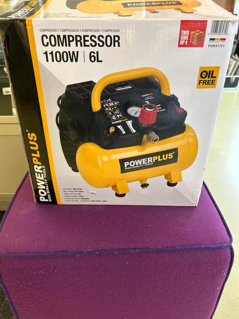 Powerplus compressor 1100W 6L, Ophalen, Minder dan 200 liter/min, Nvt, Nvt