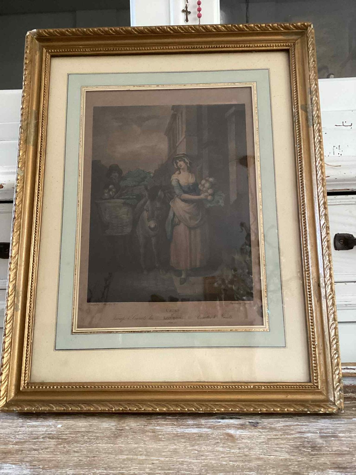 Mooie antieke lijst met prent, Ophalen of Verzenden