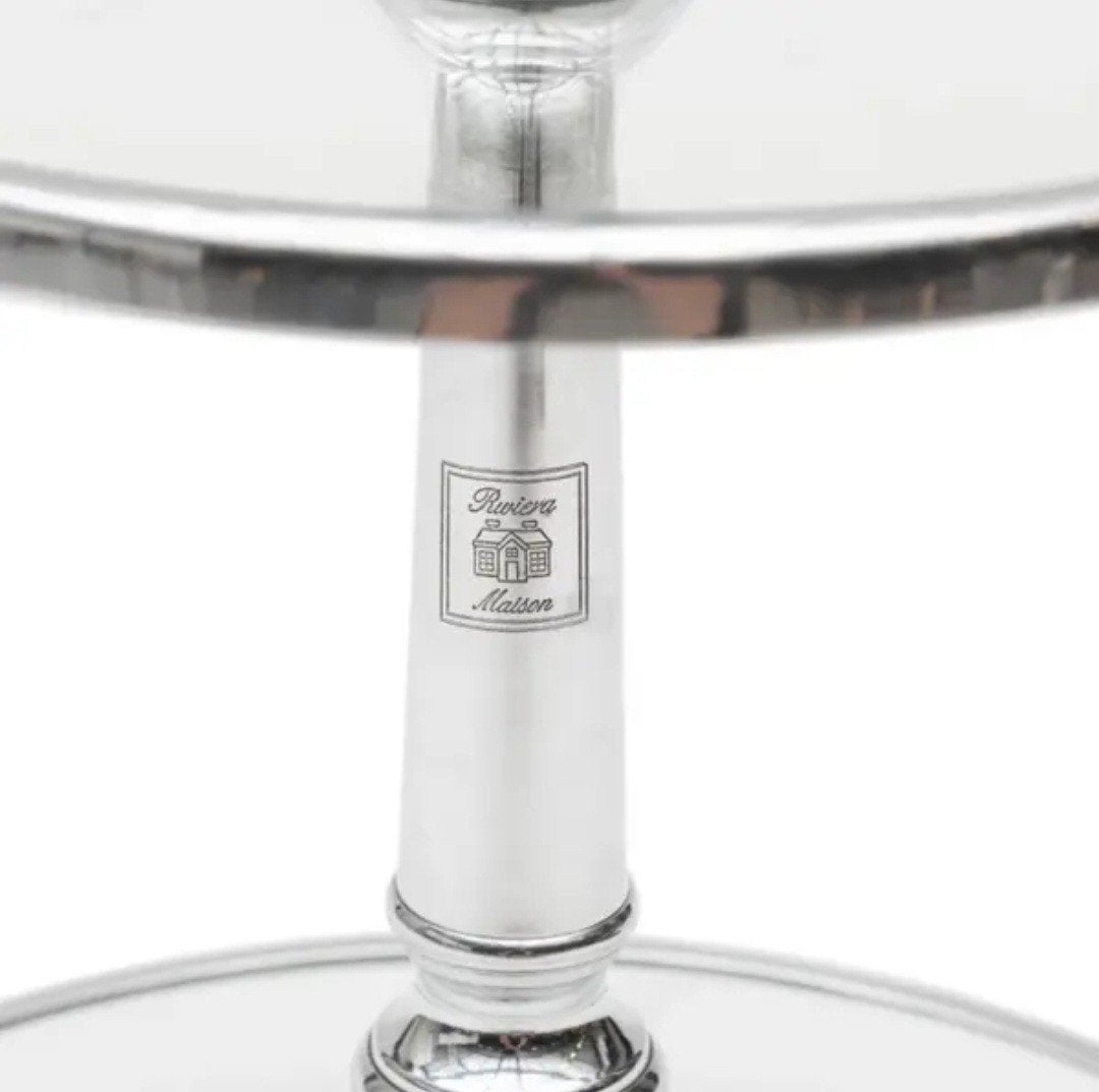 Als nieuw grote riviera maison berkeley glass cake etagere, Ophalen, Zo goed als nieuw, Metaal, Demontabel