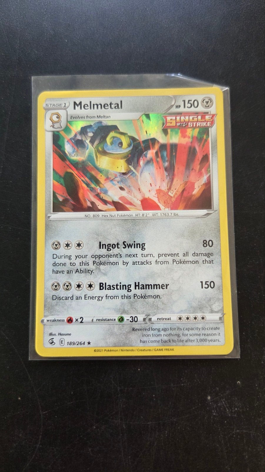 Melmetal 189/264 (rare) Fusion Strike Pokémon kaart, Verzenden, Zo goed als nieuw, Losse kaart