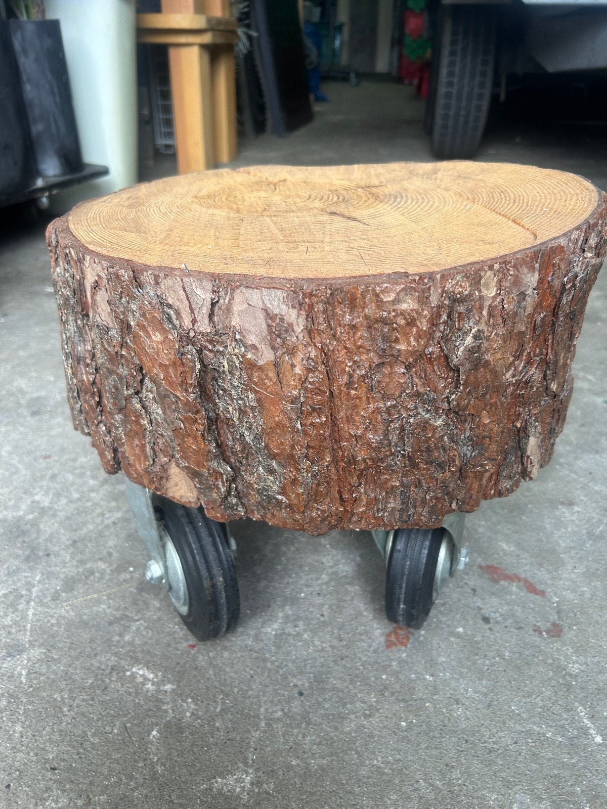 Boomstamkruk op wielen, Ophalen, Gebruikt, Hout