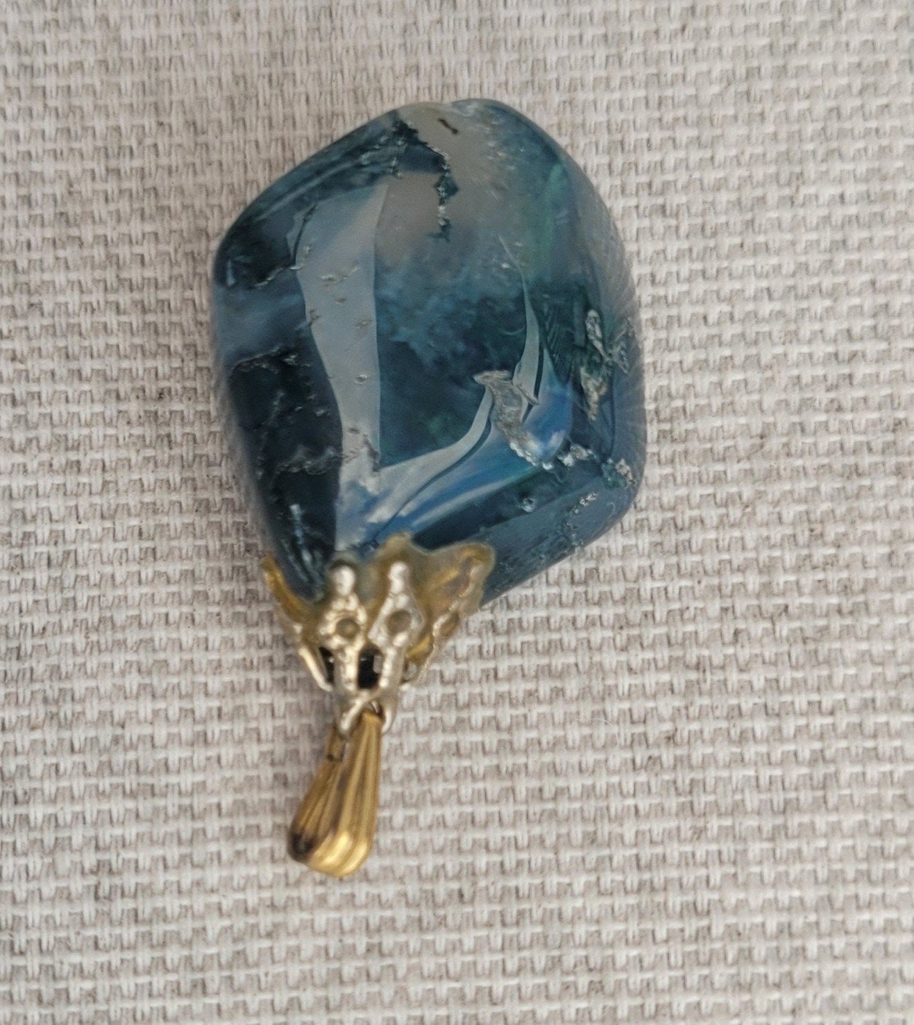 Blauwe Fluoriet Edelsteenhanger met Hangerbeugel, Verzenden, Gebruikt