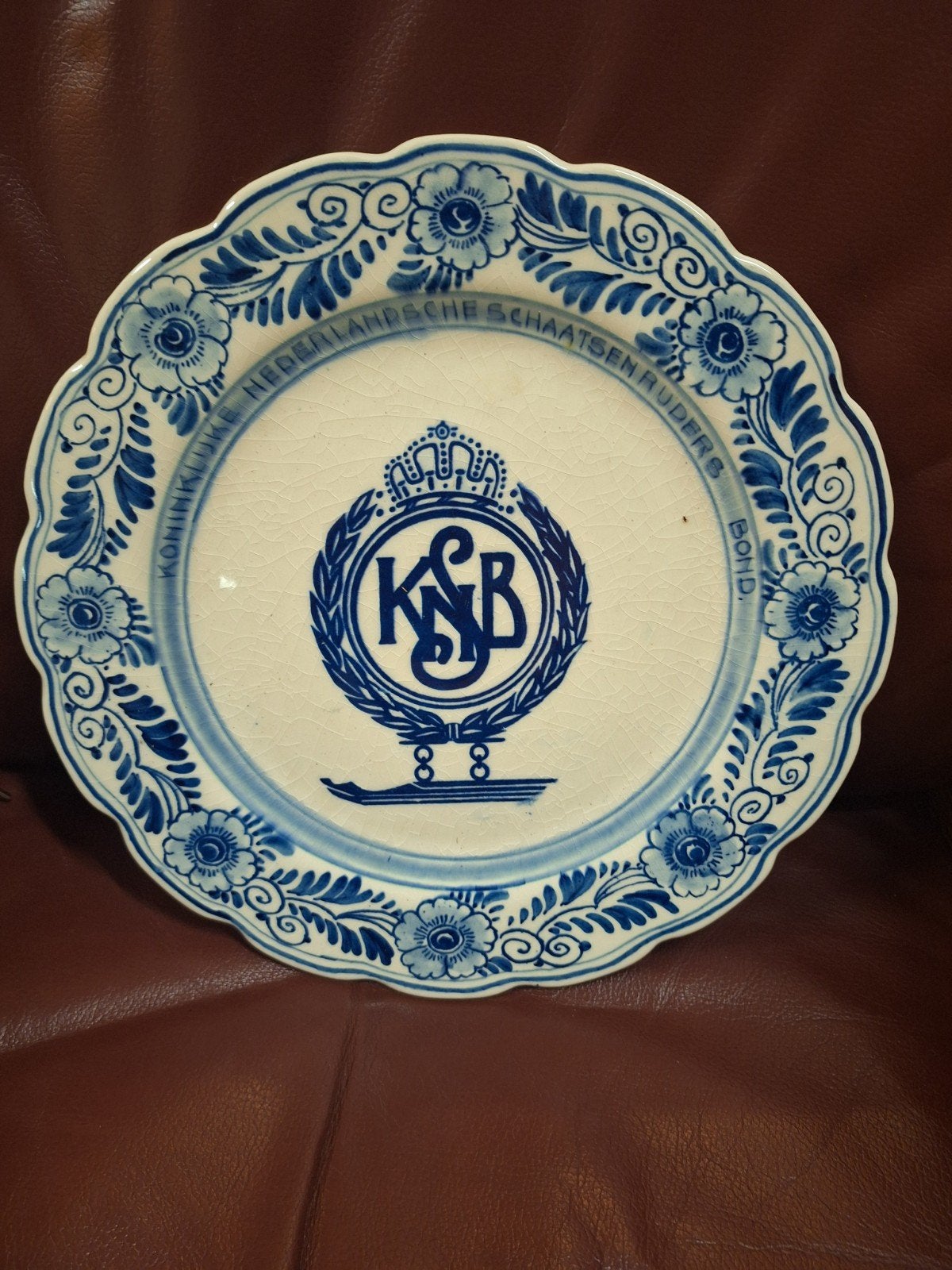 Delfts Blauw KNSB schaats bond - Handgeschilderd, Antiek en Kunst, Ophalen of Verzenden