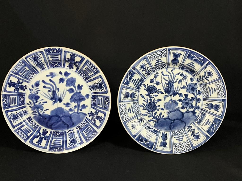 een paar blauw-witte Chinese porseleinen - China - Kangxi, Antiek en Kunst, Ophalen of Verzenden