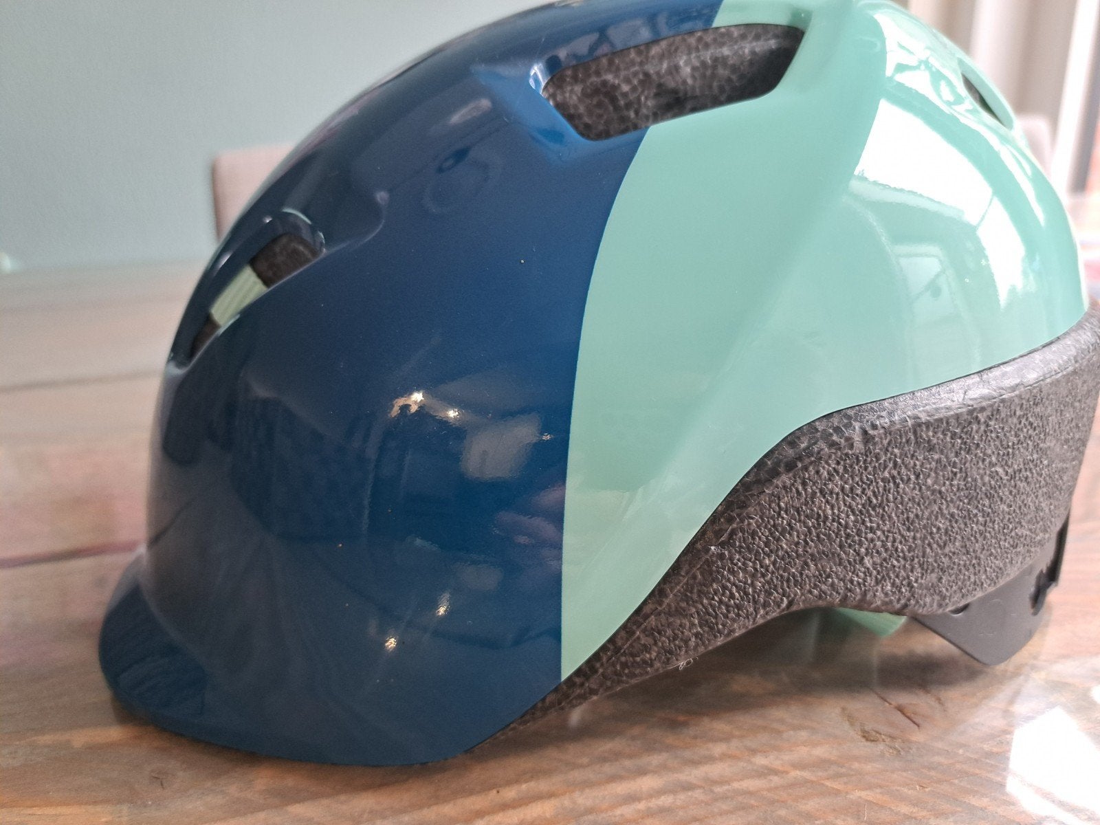 B'Twin fietshelm voor kinderen - Blauw/Mintgroen, Ophalen