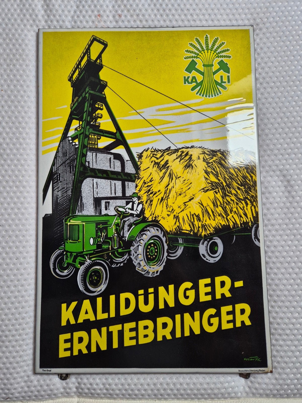 Vintage Emaille Reclamebord Kalidünger Erntebringer, Ophalen of Verzenden