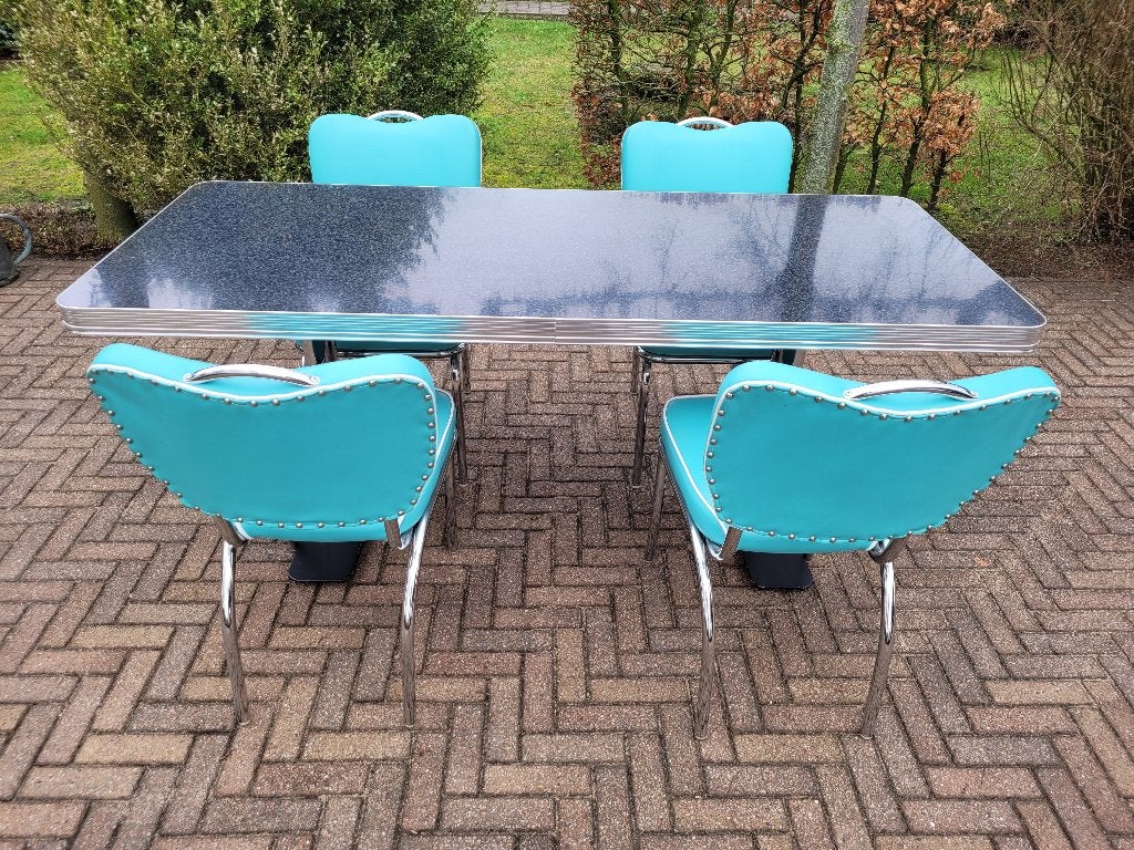 Bel Air 4 Amerikaanse stoelen + diner tafel sixties fifties, Huis en Inrichting, Ophalen, Overige kleuren, Zo goed als nieuw, Vier