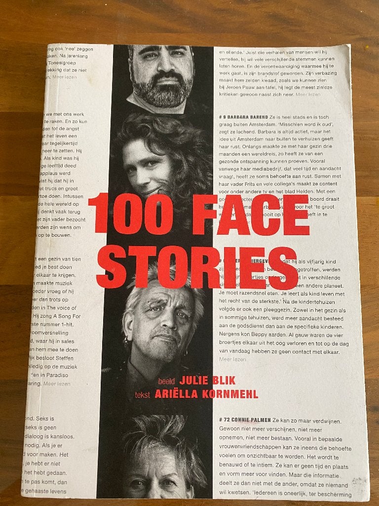 Boek | 100 Face Stories | Ariëlla Kornmehl & Julie Blik, Gelezen, Ariëlla Kornmehl, Ophalen of Verzenden, Nederland
