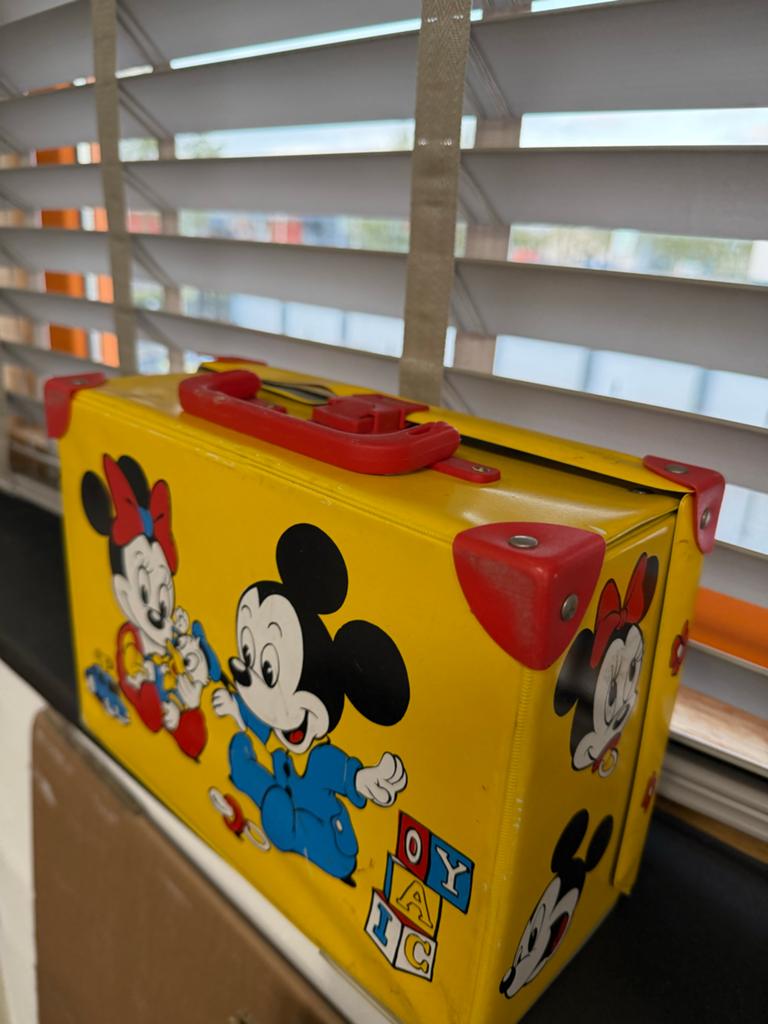 Vintage Disney Mickey & Minnie Mouse Koffer Geel, Ophalen of Verzenden, Gebruikt, Overige soorten, Overige typen