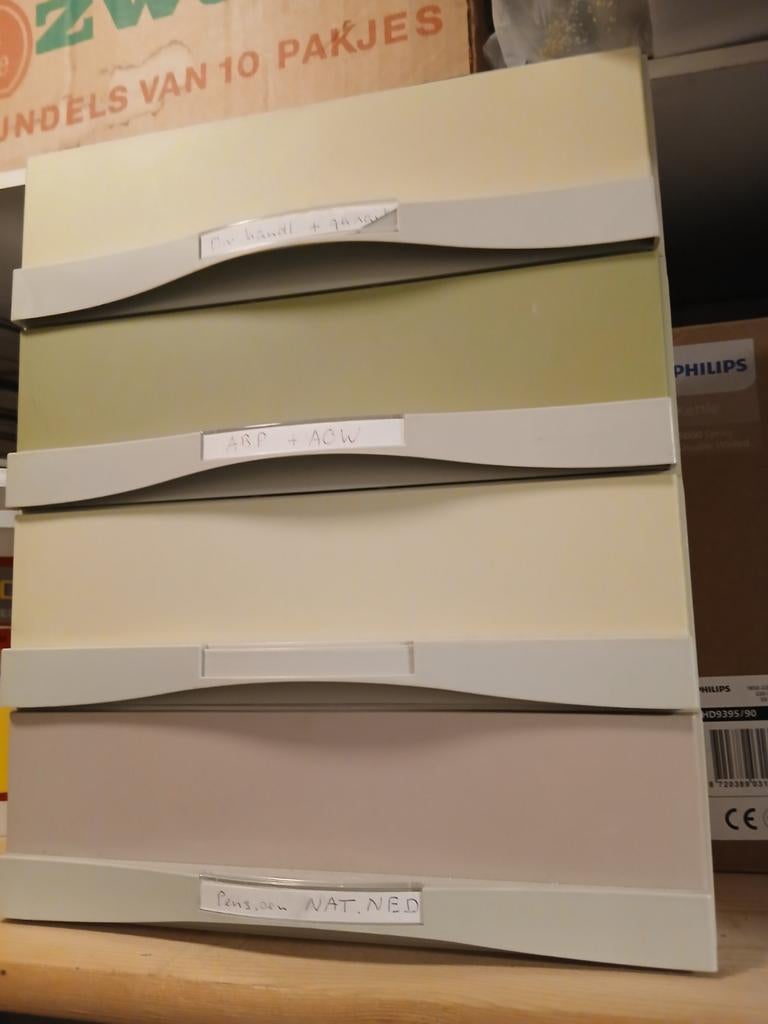 Pastelkleurige stapelbare opbergbakjes, Ophalen, Nieuw