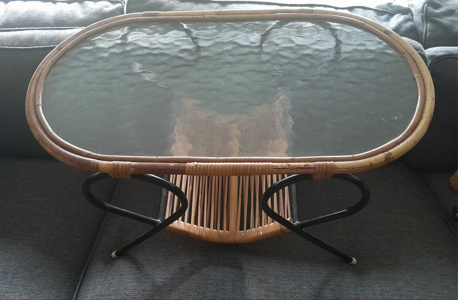 Vintage Rotan Salontafel Rohè Noordwolde Jaren 50/60, Huis en Inrichting, Ophalen, Minder dan 50 cm, Gebruikt, 50 tot 100 cm