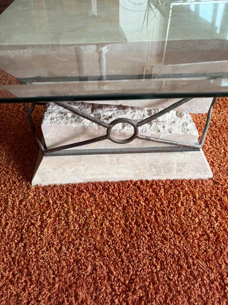 Glazen salon tafel, Huis en Inrichting, Tafels | Salontafels, Ophalen, 100 tot 150 cm, 50 tot 100 cm, Minder dan 50 cm