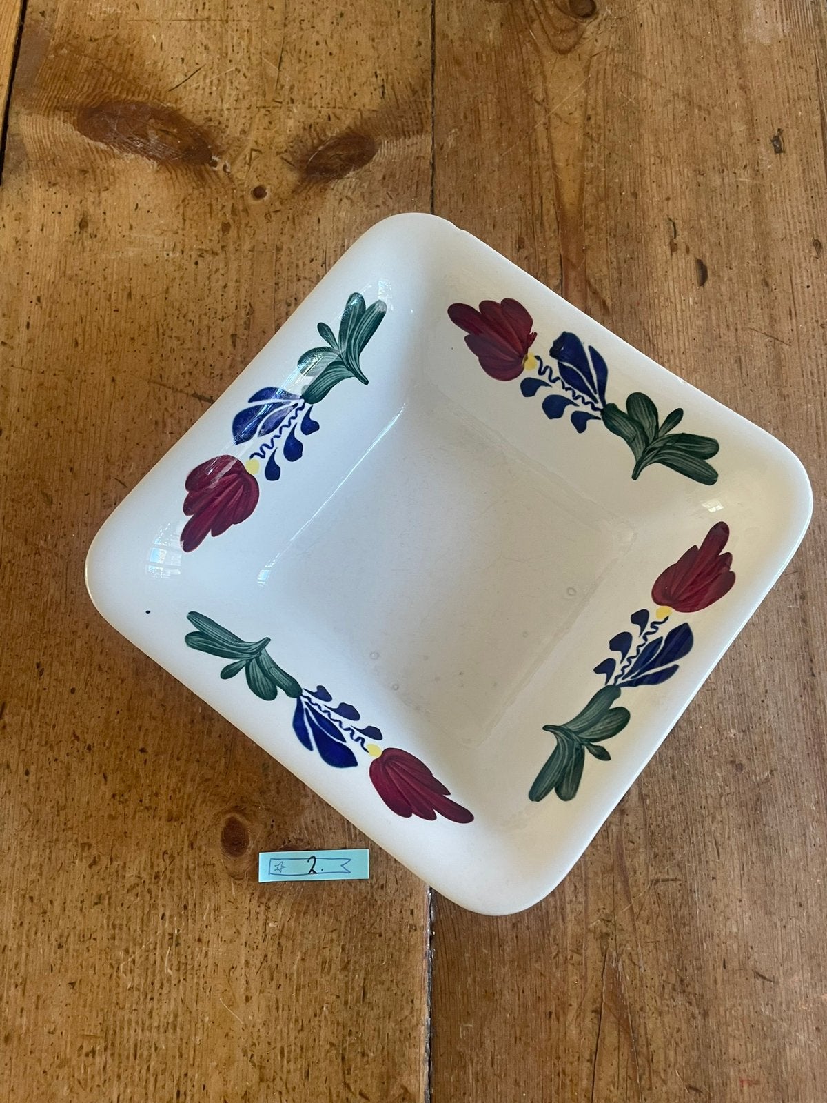 Vierkante schaal Boerenbont 20 cm, Huis en Inrichting, Gebruikt, Landelijk/Boerenbont, Ophalen of Verzenden, Schaal of Schalen